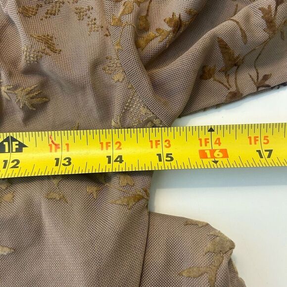 Francesca’s Brown Whimsigoth Floral Mesh Midi Dress Long Sleeve Velvet‎ Size S - Picture 12 of 14